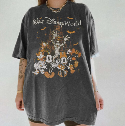 Comfor Color Walt Disney World Halloween Tshirt Sweatshirt, Mickey and Friends Halloween Family Shirt, Disney Skeleton Halloween Tee, Disney Group Costume Shirt