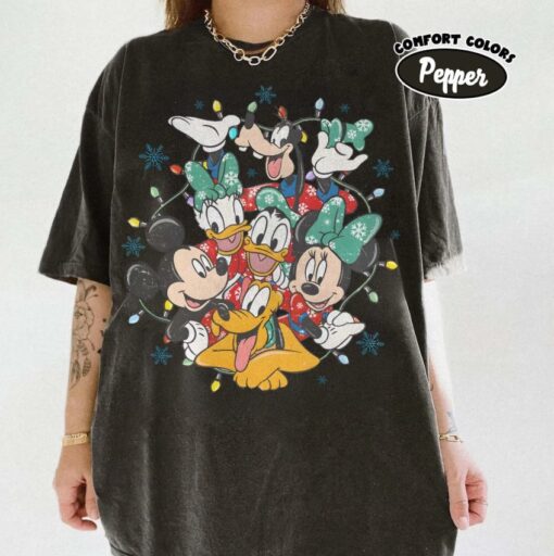 Comfor Color Disney Christmas T-shirt and Sweatshirt, Mickey Mouse Holiday Lights Shirt, Disney Family Christmas Shirt, Christmas Group Shirt, Disney Holiday Shirts