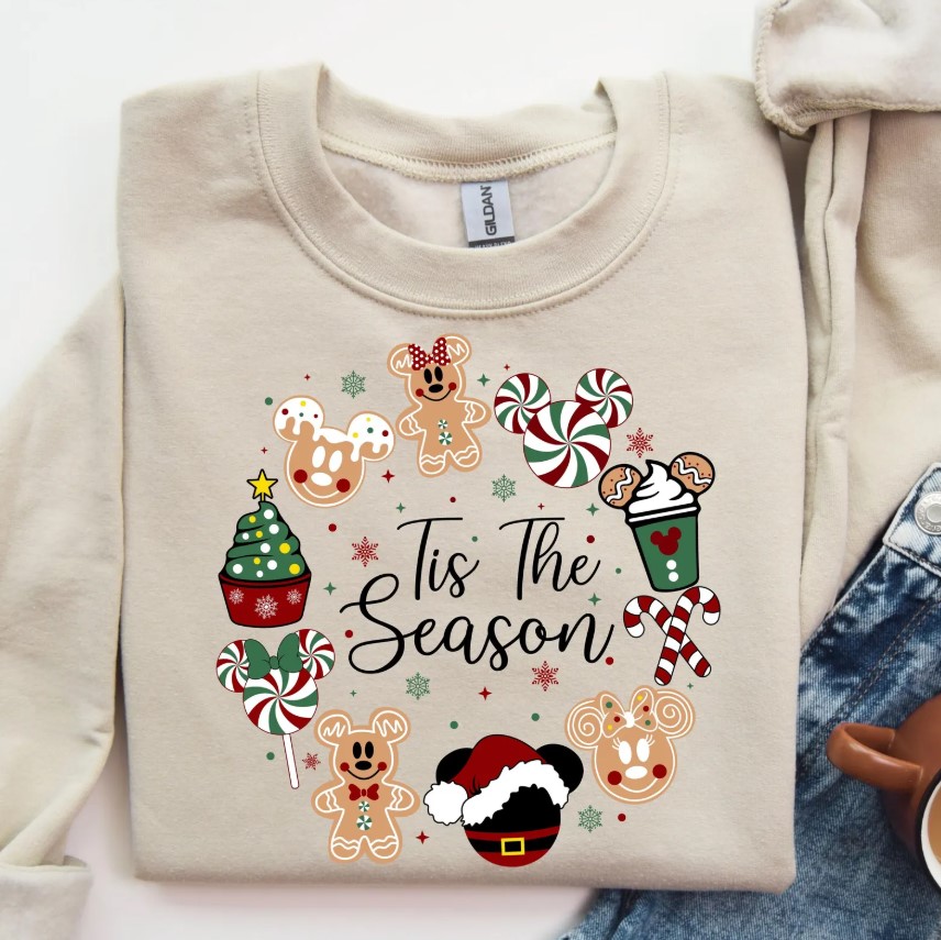 Tis The Season Christmas Sweatshirt anbd T-shirt, Christmas Mickey Magic Kingdom Christmas Shirt, Mickey and Friends Christmas Shirt