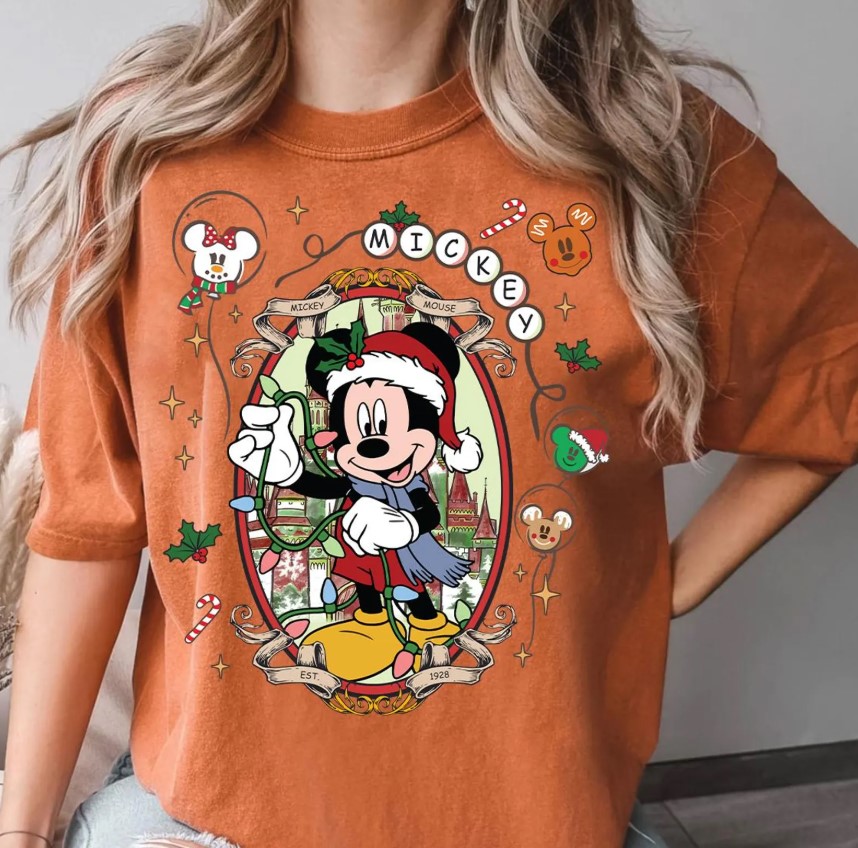 Comfor Color Disney Mickey and Friends Merry Christmas T-shirt and Sweatshirt, Disney Christmas Shirt Disney Matching Couple Disney Family Shirt